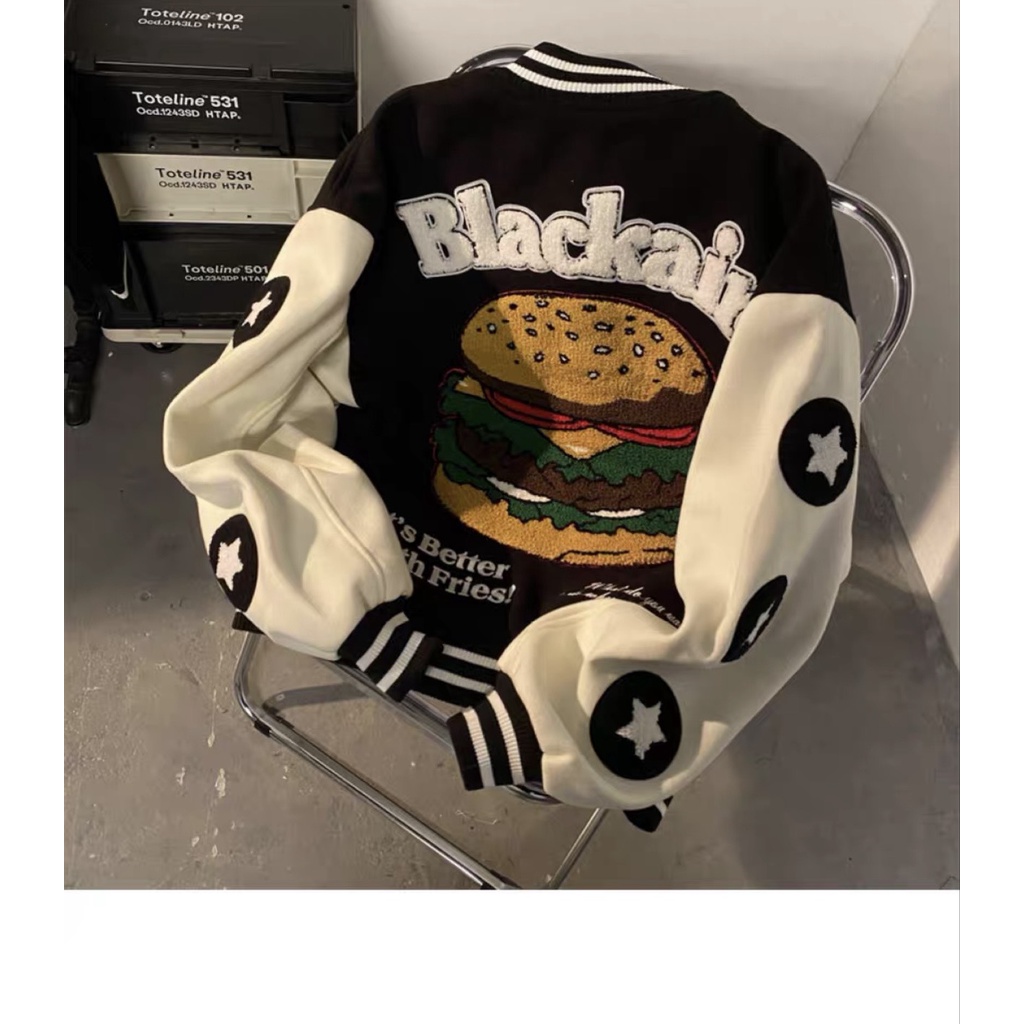 Áo khoác Varsity Bomber BLACKAIR in trước sau, áo có hàng Bigsize