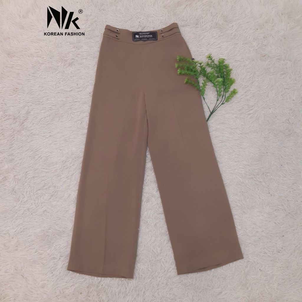 Quần Tây Nữ Công Sở NK FASHION Ống Rộng, Thiết Kế Cúc Sườn, Thanh Lịch, Nhẹ Nhàng NKQU2112006