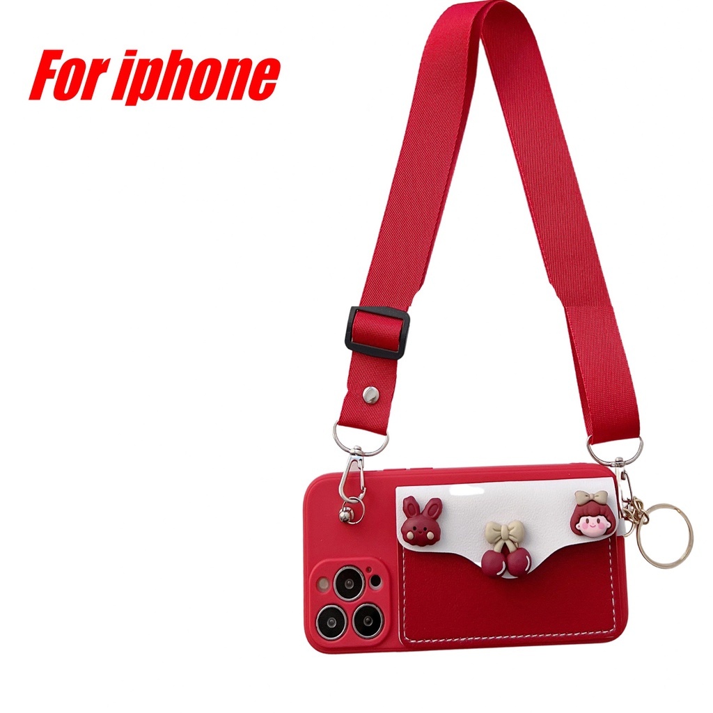 Ốp Điện Thoại Dạng Ví Có Dây Đeo Cho iphone 14 plus 12 13 mini pro max 14-12