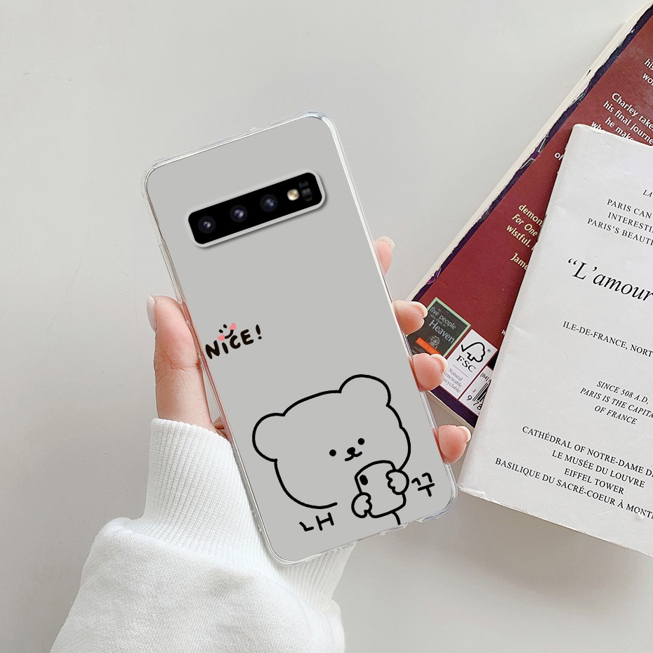 Ốp điện thoại silicon mềm trong suốt in hình xinh xắn cho Samsung Galaxy S10/S10E/S10 Plus