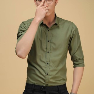 Sơ mi nam dài tay màu xanh rêu