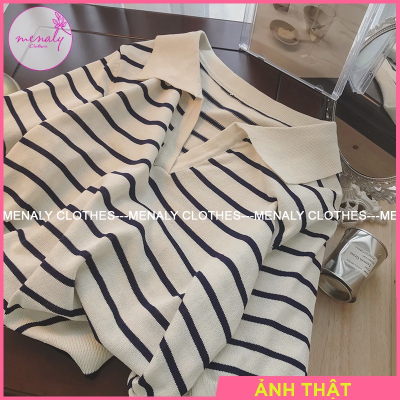 Áo len mongtoghi cộc tay hàn quốc AH038, mẫu áo len mỏng cổ đức thích hợp mùa hè thu mát mẻ | BigBuy360 - bigbuy360.vn