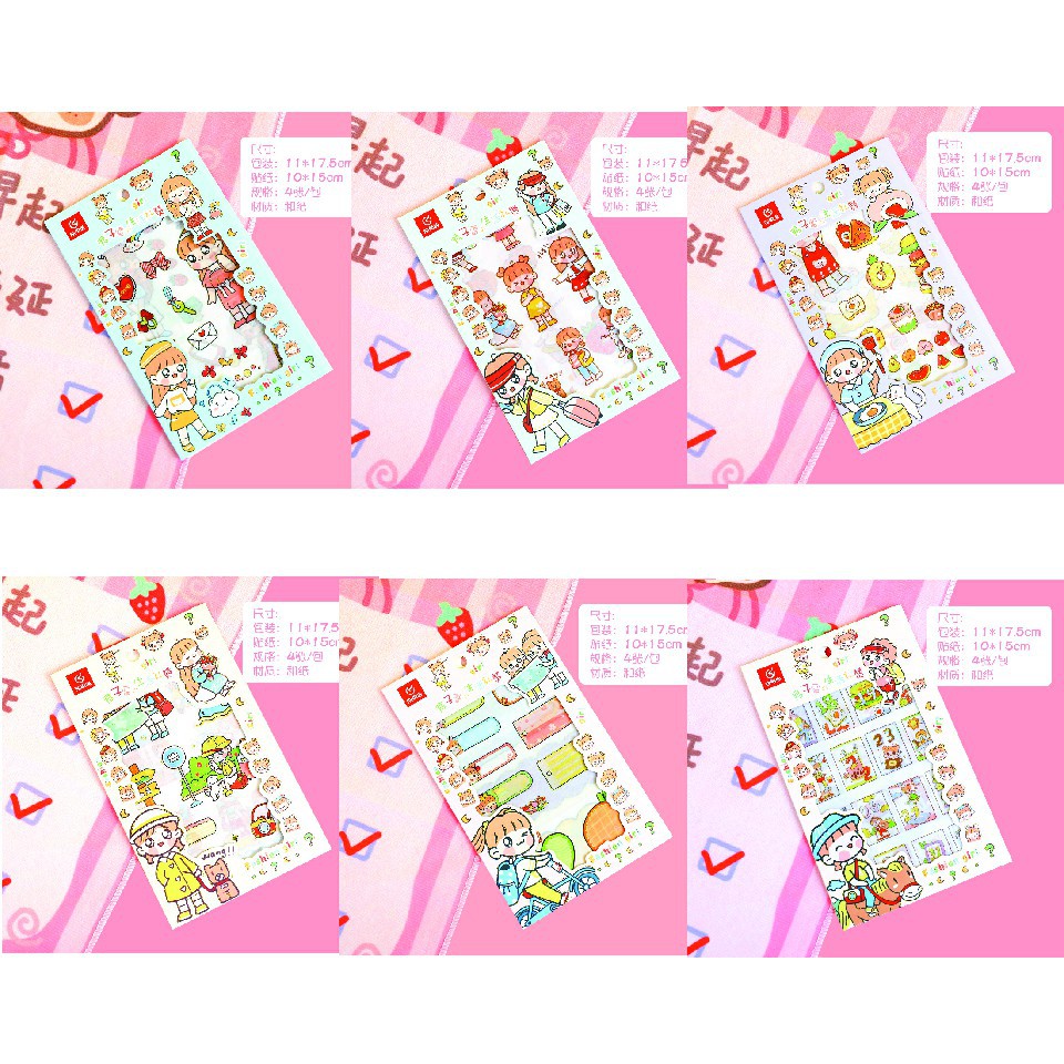 STICKER GÓI 4 TỜ CUTE