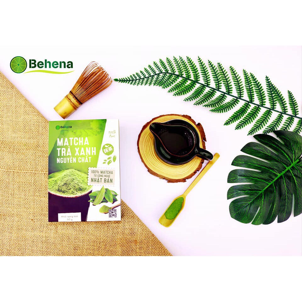 Bột Matcha Behena nguyên chất 100% giúp làn da mịn màng, giảm cân và phòng ngừa bệnh hiệu quả - Hộp 50g (HOA CƯỜNG SHOP)