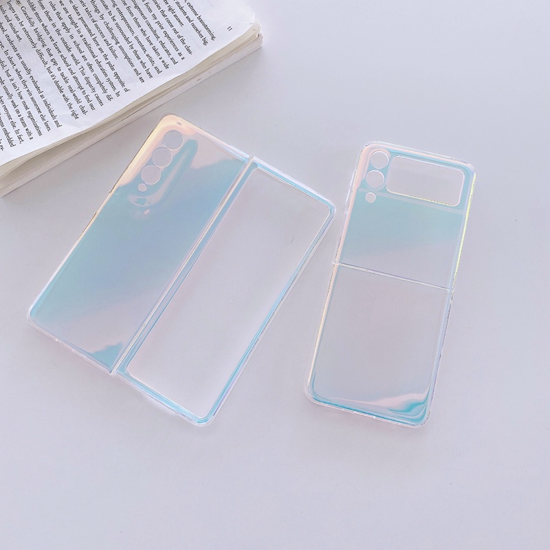 Bao Da Điện Thoại Siêu Mỏng Trong Suốt Màu Tím Trơn Cho samsung galaxy z flip 4 flip3 fold 5 4 fold3 5g Ốp