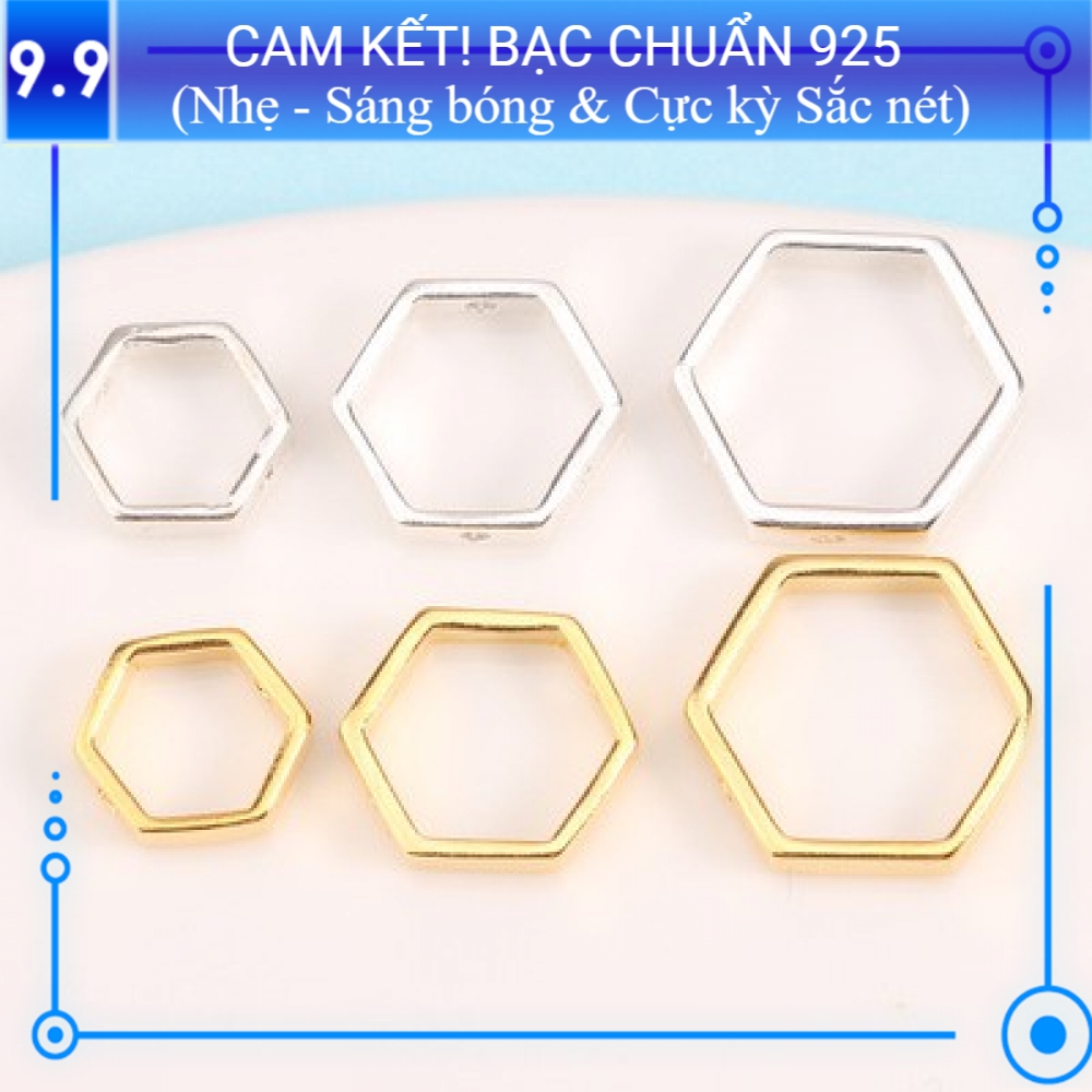 Charm bạc s925 bọc Lục giác Kiểu 1 CH006