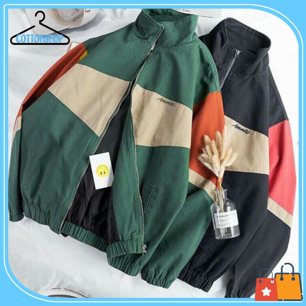 [Mã WASTMAY giảm 15% tối đa 30K đơn 150K] [Giá siêu rẻ] Áo khoác kaki chữ thêu, phối màu cá tính