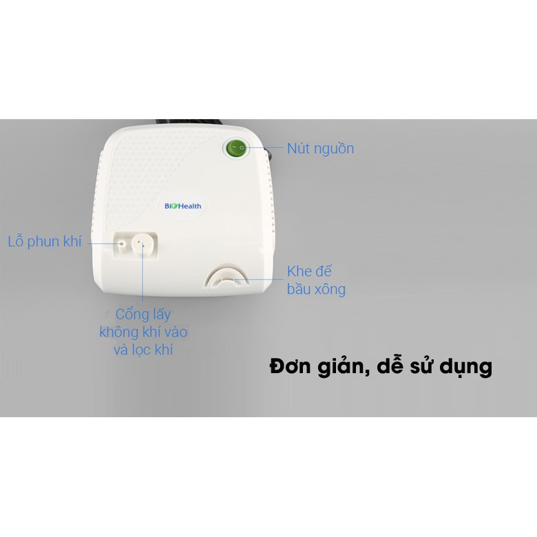 Chính hãng - MÁY XÔNG KHÍ DUNG - XÔNG MŨI HỌNG Biohealth NEB EASY - Bảo Hành 3 Năm Chính Hãng - thương hiệu Úc