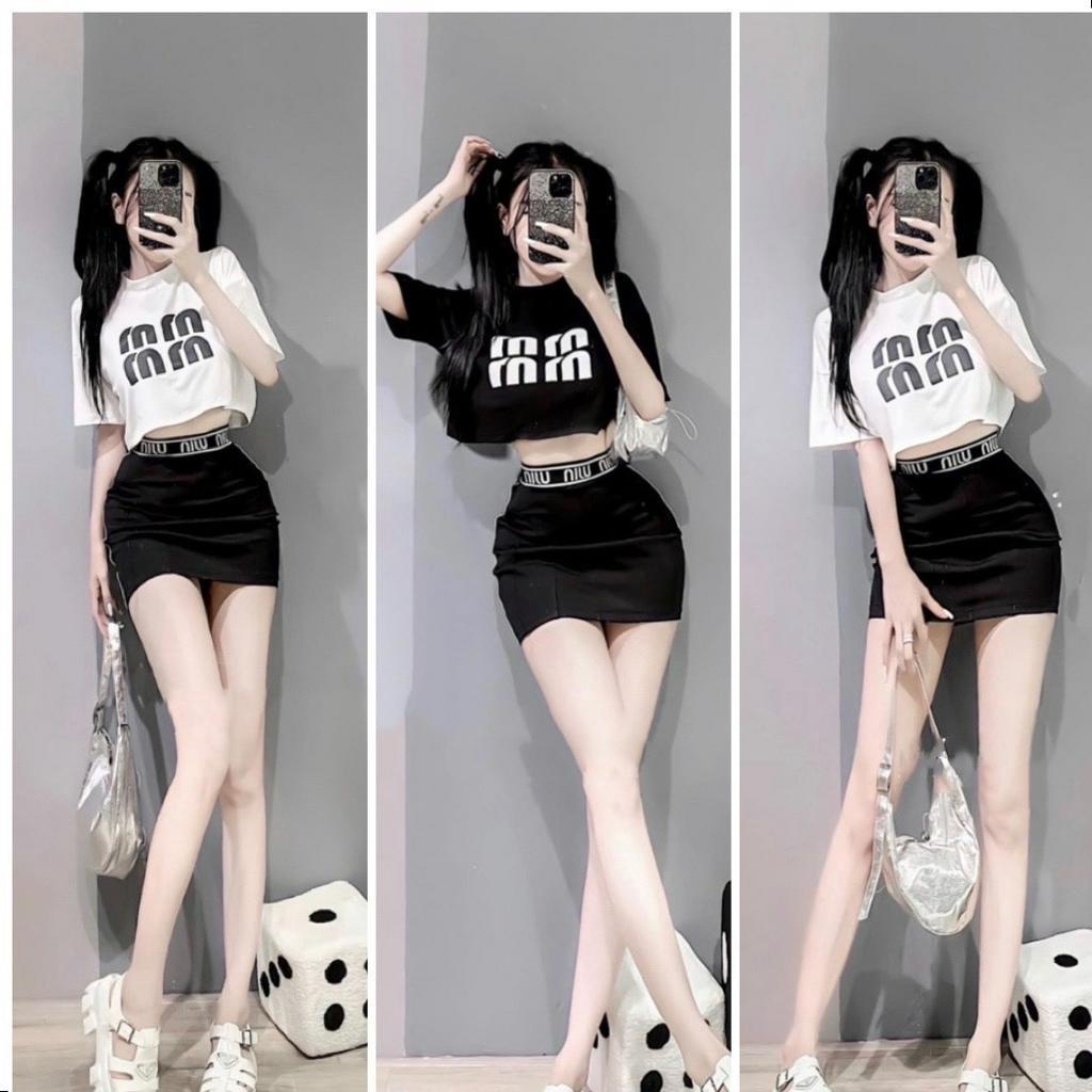 Set Áo In Chữ Kèm Chân Váy Borip