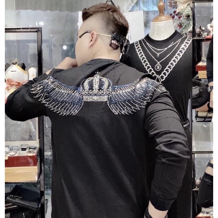 Áo nỉ nam D&amp;G thời trang có hoạ tiết mầu đen, Áo thun dài tay mùa đông phong cách cá tính btshop từ 50 đến 75 kg