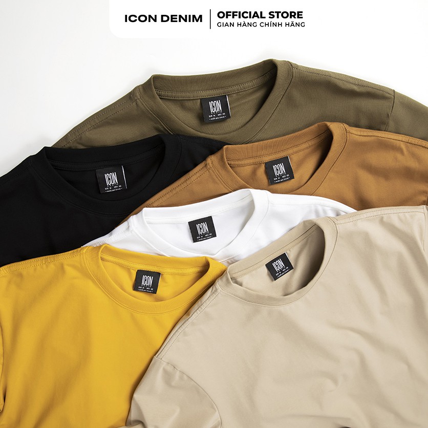 Áo thun nam trơn cổ tròn cotton ICON DENIM form oversize ICDN Studio in nhũ bạc co giãn thoáng mát ATID0140 | BigBuy360 - bigbuy360.vn