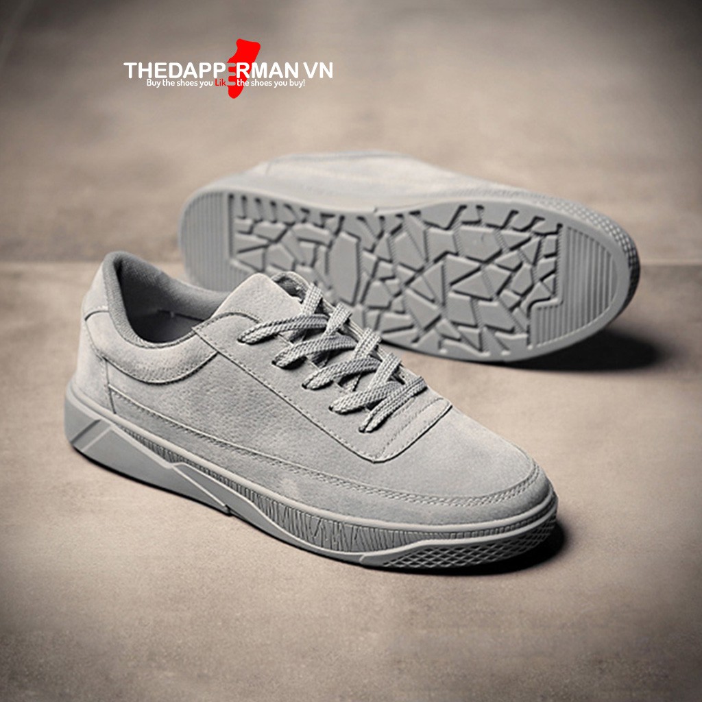 Giày sneaker thể thao nam THEDAPPERMAN TDM1101 chất liệu da lộn, đế cao su nhiệt dẻo, siêu êm phù hợp chạy bộ, màu xám | BigBuy360 - bigbuy360.vn