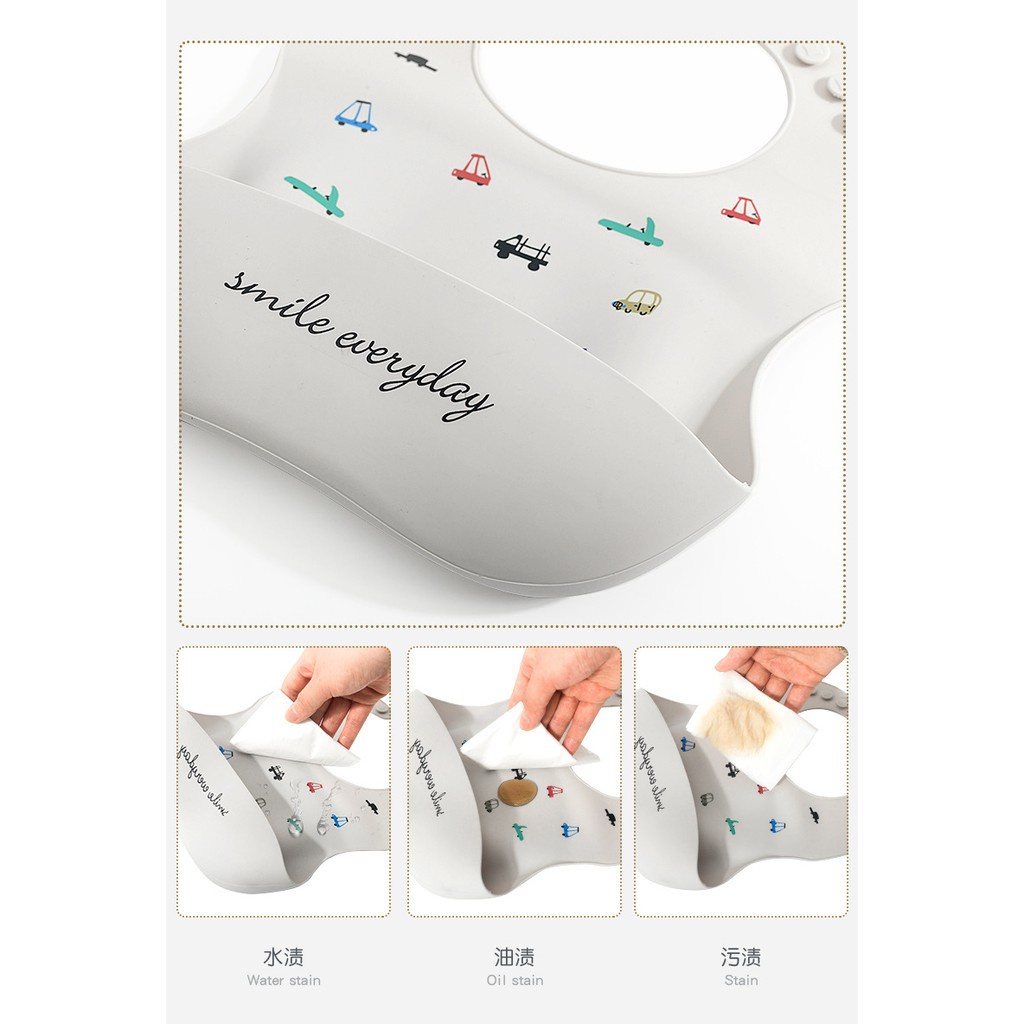 Yếm ăn bằng silicone chống thấm nước dành cho trẻ nhỏ