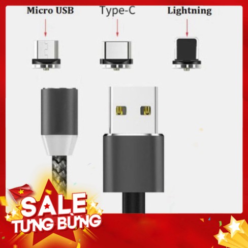 [FREE SHIP] 💥RẺ VÔ ĐỊCH💥 Cáp sạc Điện Thoại Nam Châm 3 đầu đa năng dây dù,có LED Cao Cấp💥SIÊU HOT💥