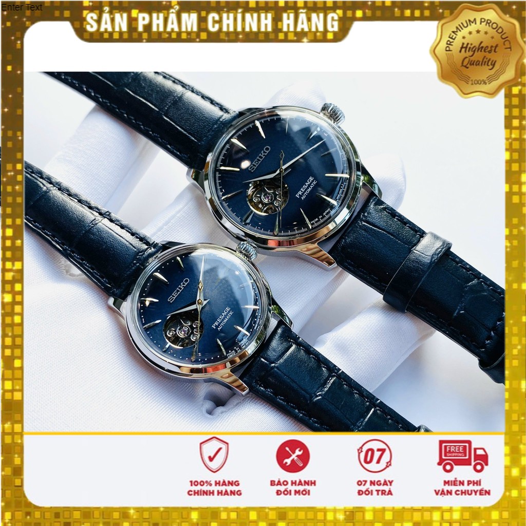 Đồng hồ đôi chính hãng Seiko Presage Cocktail Time Stinger SSA405J1- SSA875J1 Made in Japan - Máy cơ tự động - Kính cong