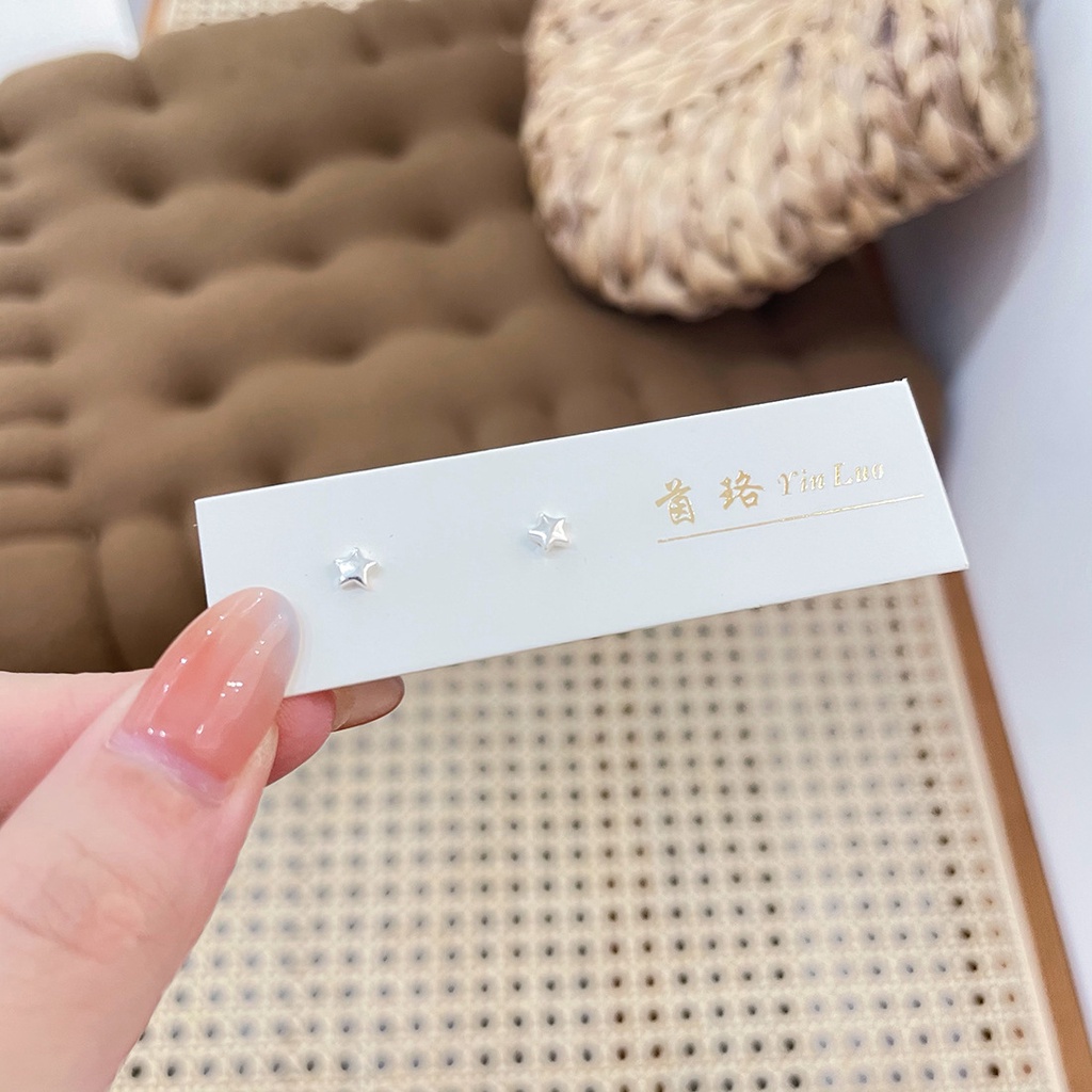 Khuyên tai bạc S925 hình học đơn giản thời trang 2021 xinh xắn