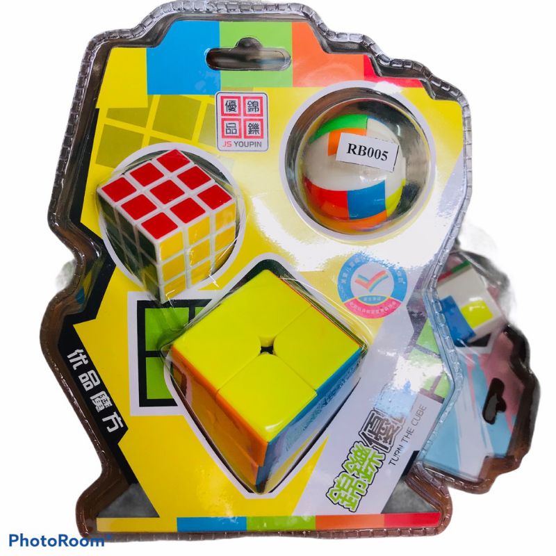 Bộ 3 Rubik + Móc Khóa - Vỉ Rubik Kèm Móc Khóa - Mô Hình Rubik