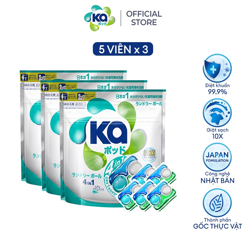 Combo 3 Túi Viên Giặt Xả Đa Năng 4 Trong 1 Ka pod Universal