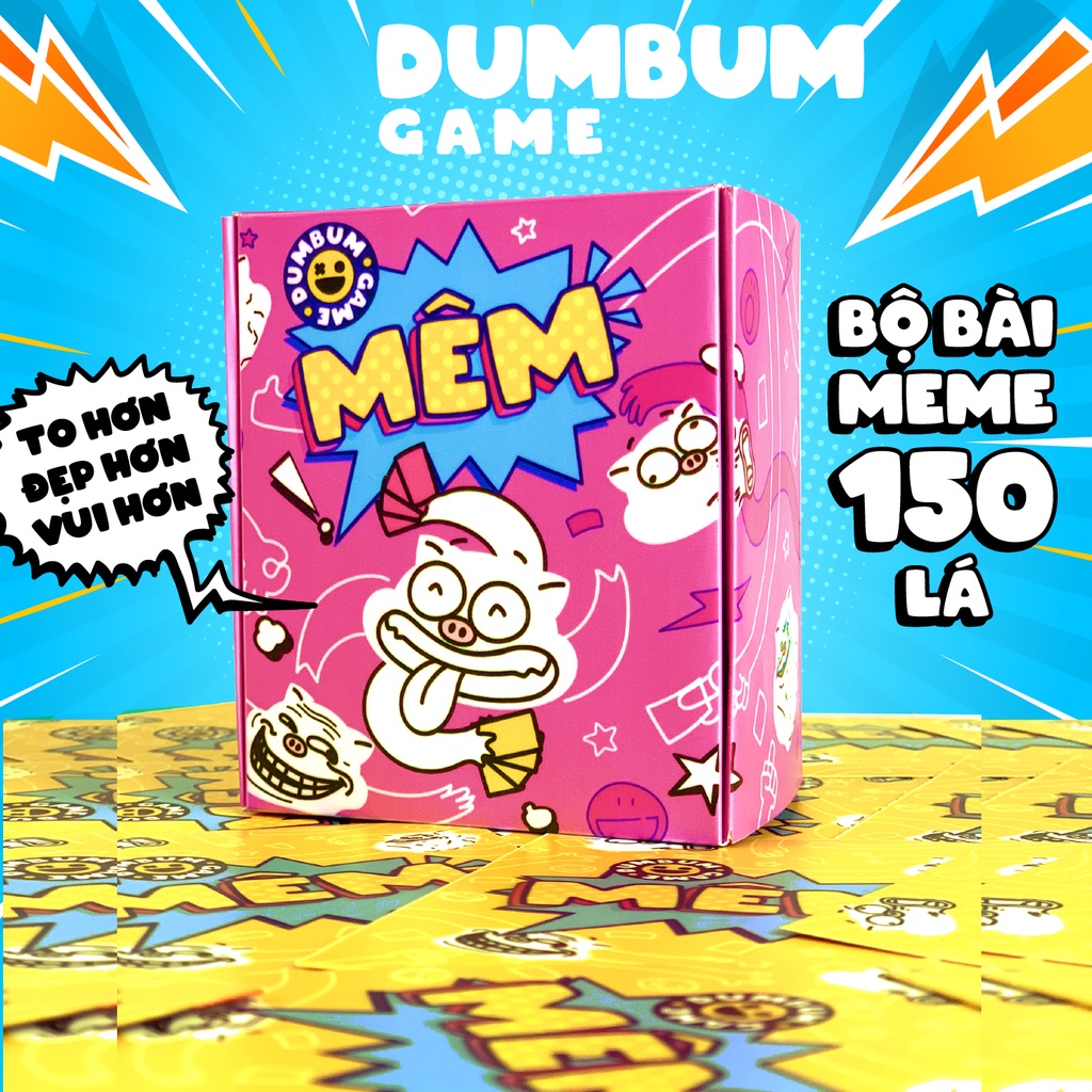 Bộ bài Mêm DumBum, boardgame meme hài hước chơi nhóm cùng bạn bè 150 lá