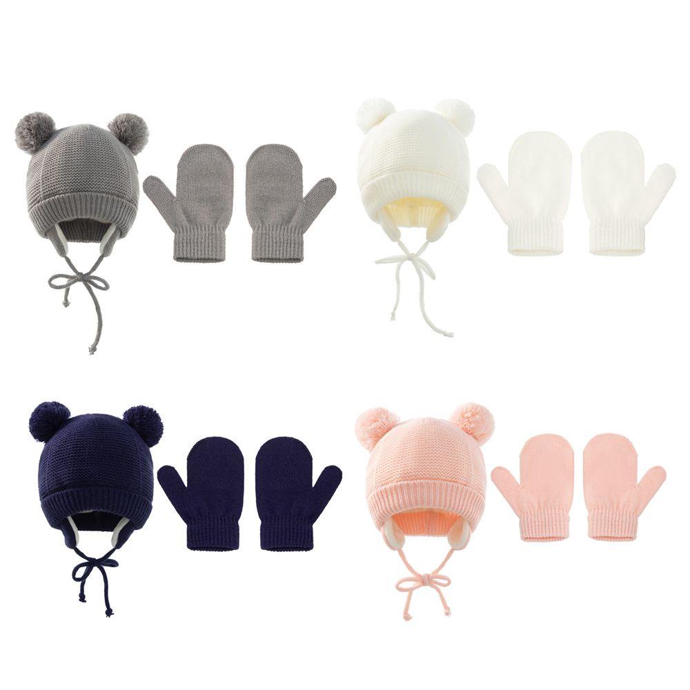 1 Bộ Găng Tay Và Nón Len Giữ Ấm Cho Bé Trai &amp; Gái Từ 1-4 Tuổi