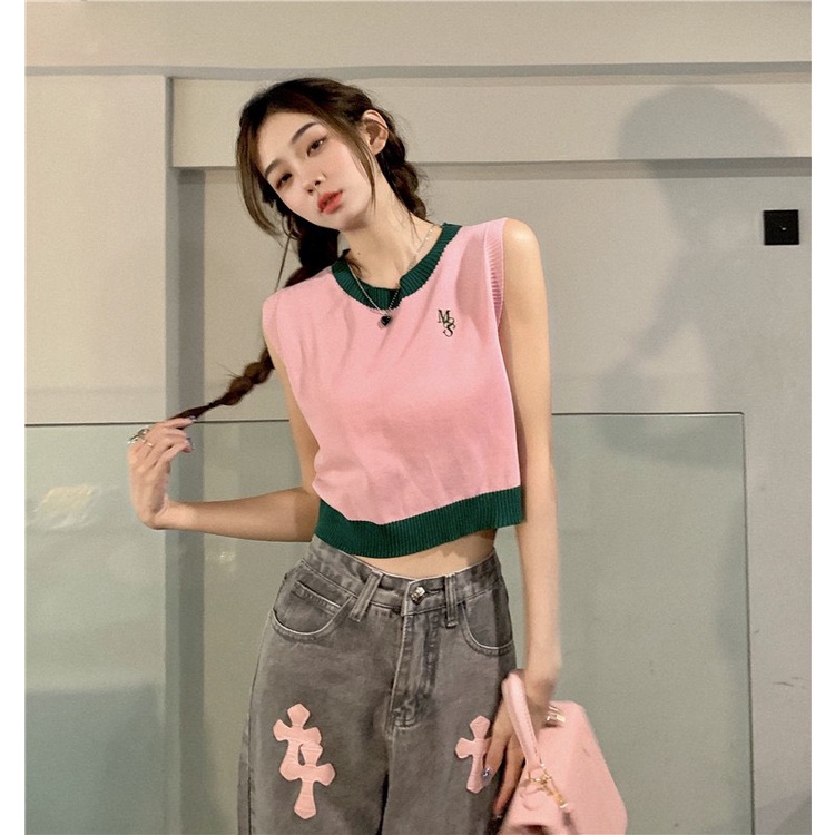 Áo croptop phong cách retro Hàn quốc