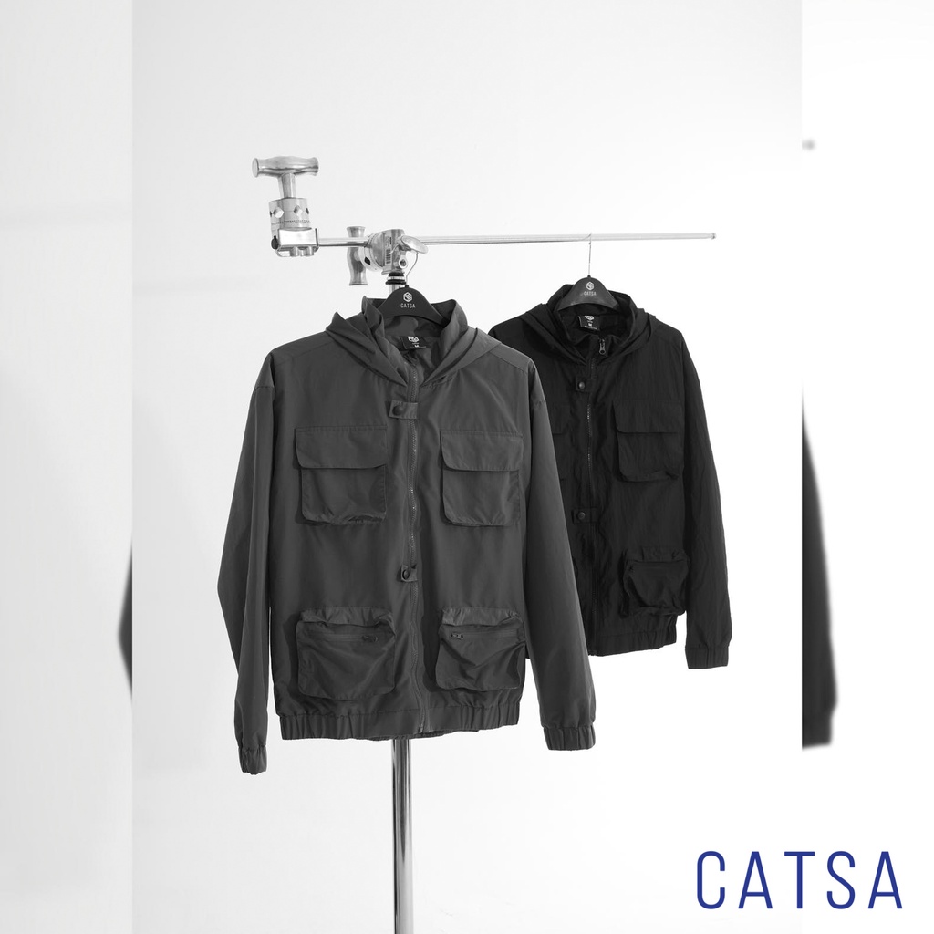 Áo khoác dù unisex 2 màu xám, đen CATSA chất liệu chống thấm cao cấp, sợi vải bền AKB100 - AKB101