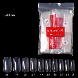 Móng Úp - Móng Nối Hàn Quốc dáng Vuông ( Gói 500 Móng Đủ Size )