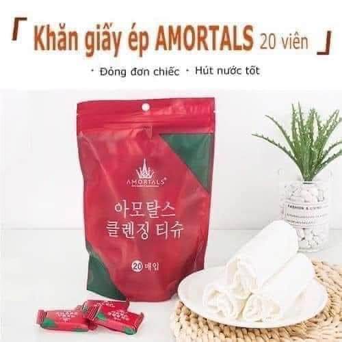 VIÊN KHĂN GIẤY NÉN CAO CẤP - hình viên kẹo( túi màu đỏ  20 viên)