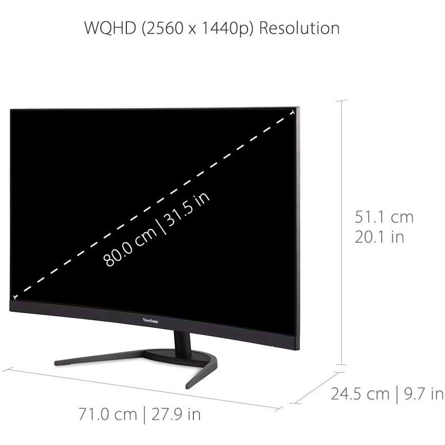 Màn hình cong gaming ViewSonic VX3268-2KPC-MHD 32" VA QHD 144Hz 1ms Freesync HDMI/DP (Đen)