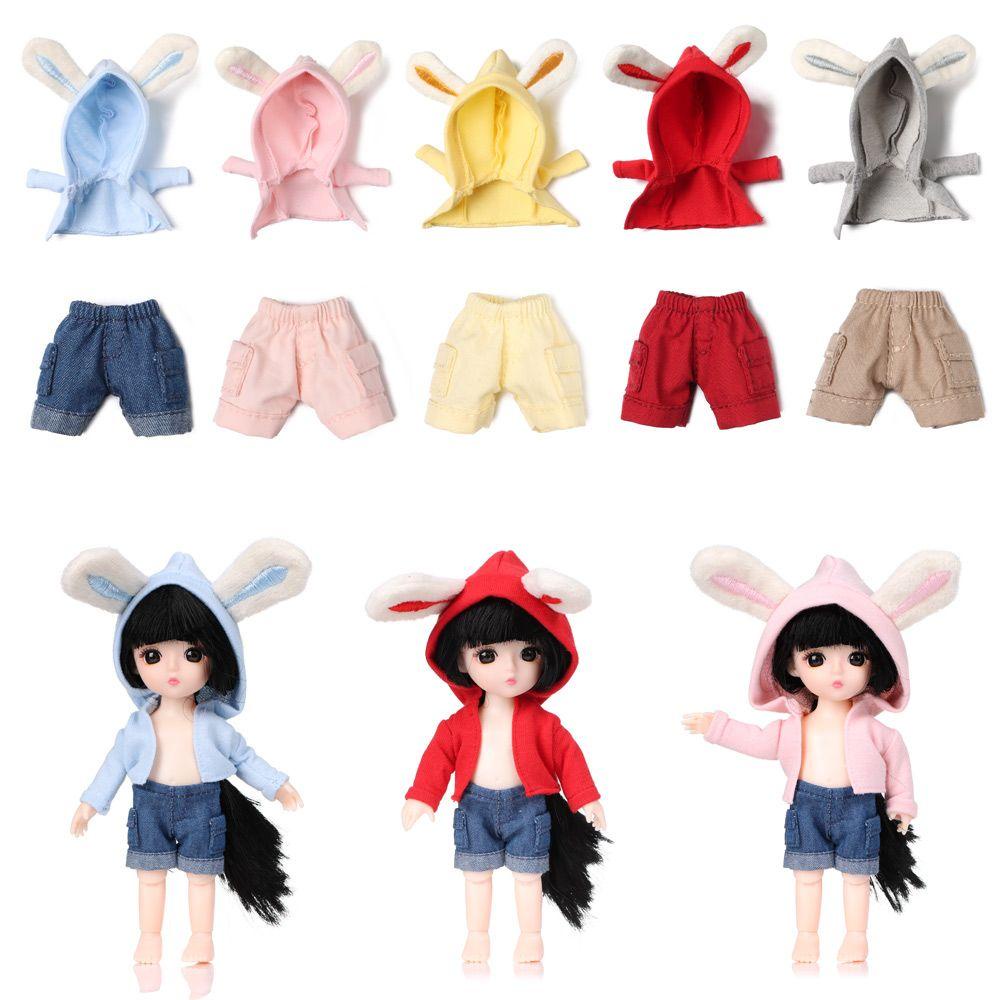 Áo Hoodie Và Quần Short Cầu Vồng Thủ Công Thời Trang Cho Búp Bê 12~16cm Tỉ Lệ 1/11 1/12