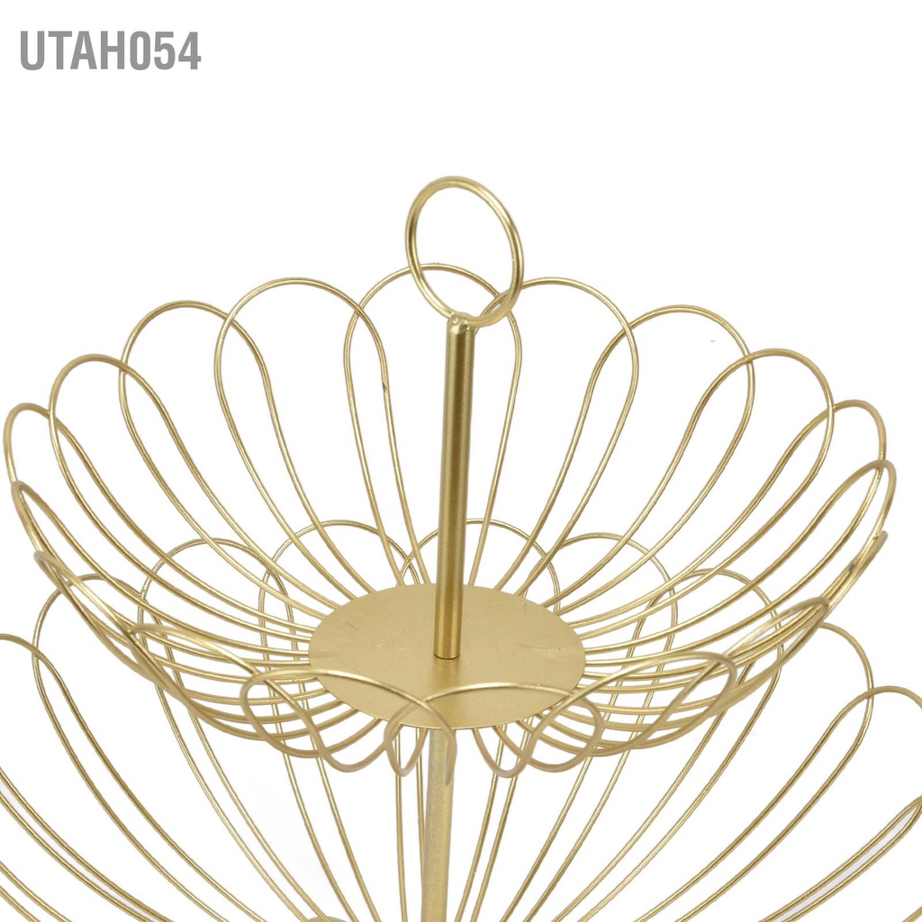 Utah054 Bát trái cây 2 tầng Thiết kế hiện đại Bắc Âu Giỏ bằng vàng có thể tháo rời hình học để trang trí nội thất