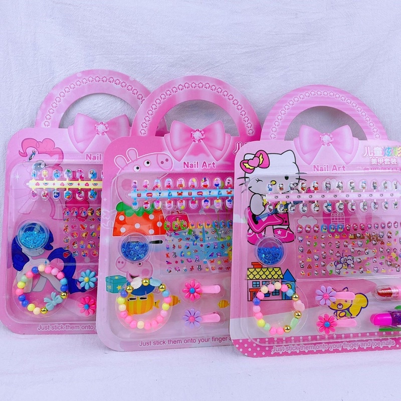 Vỉ đồ chơi trang điểm làm móng làm nails sticker 3D nổi dán móng tay cho bé gái hình Elsa-công chúa Disney-Ariel-Sofia