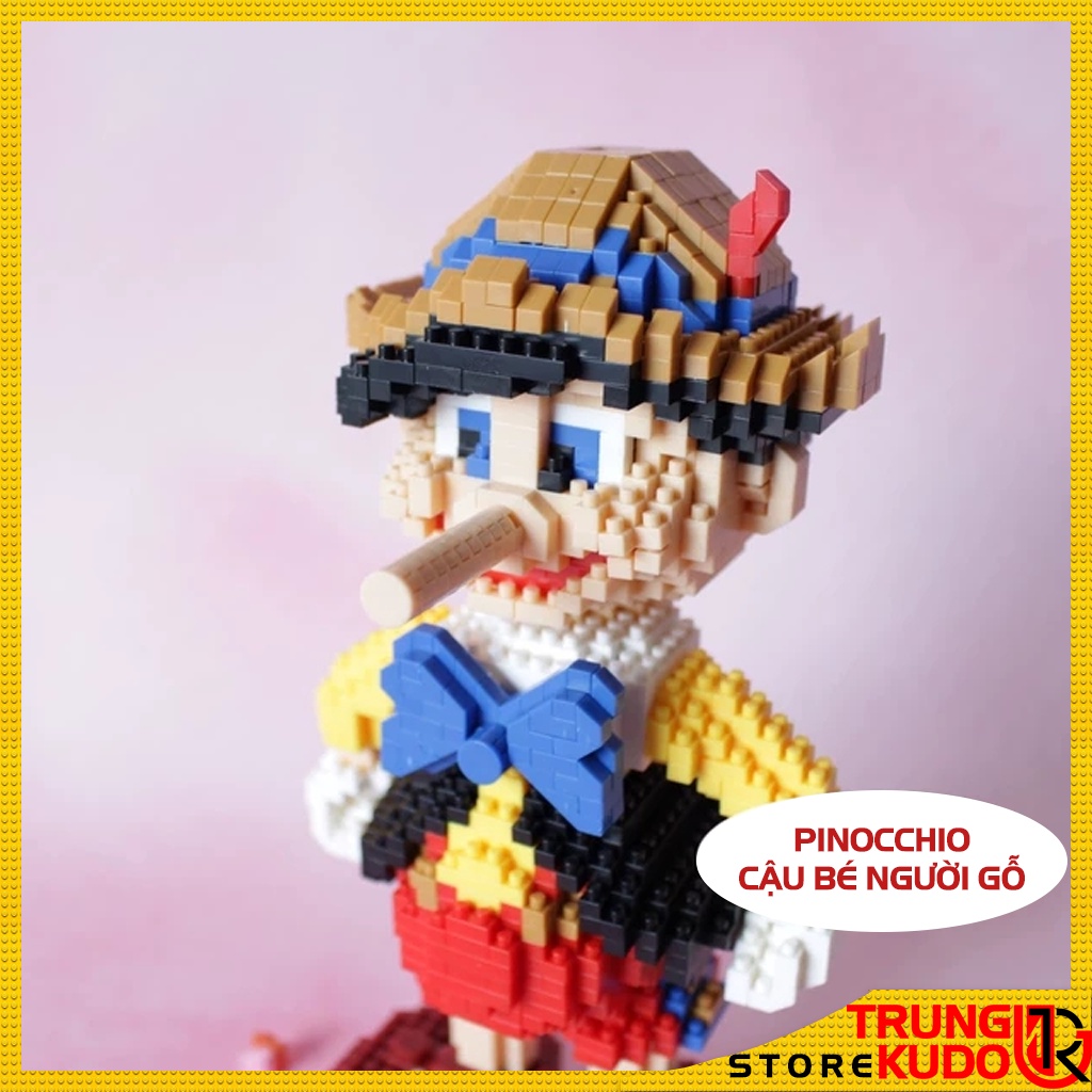 Mô hình Pinocchio dạng Đồ chơi xếp hình Cậu bé người gỗ Pinocchio cao 20cm làm quà, đồ decor 7078A