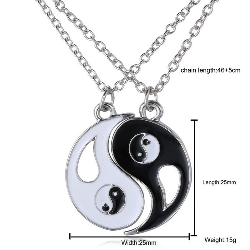Set 2 Vòng cổ Tình Bạn Mặt Âm Dương Trắng Đen