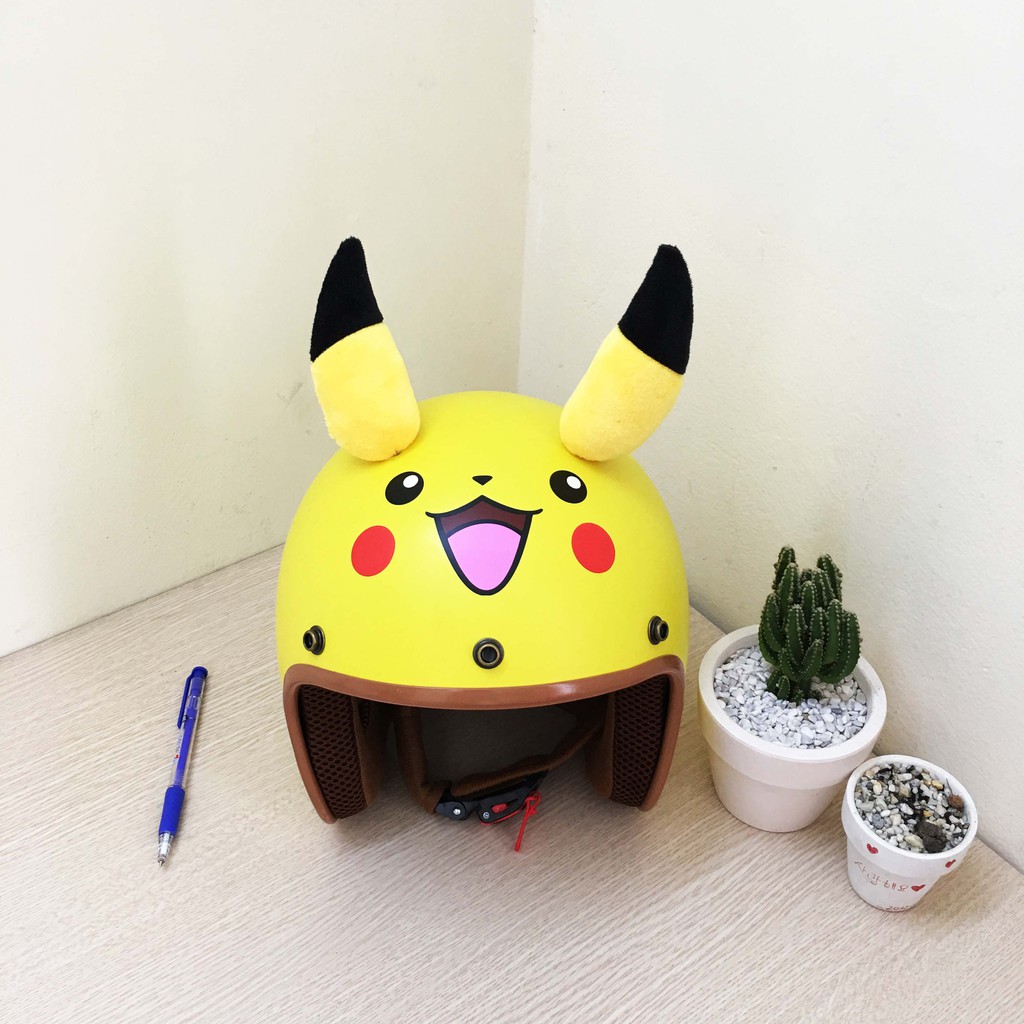 Mũ bảo hiểm 3/4 Pikachu hàng công ty chất lượng cao ảnh thật