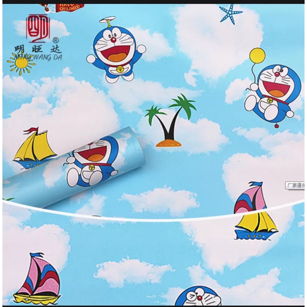 10mx45cm giấy dán tường Doremon dán phòng ngủ đẹp mắt