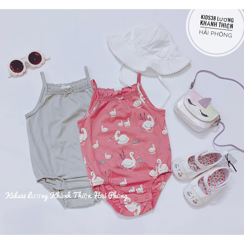 Set 2 body dây họa tiết thiên nga bé gái HM