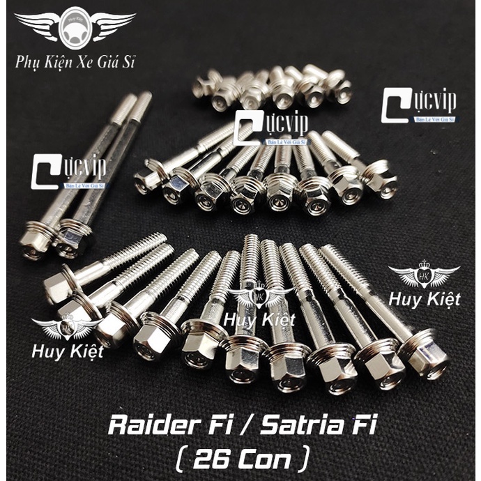 Bộ Ốc Lốc Máy Salaya PHAY THÁI Inox 304 Cho Raider Fi, Satria (26 Con) MS5212