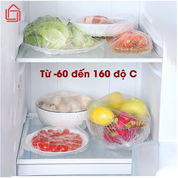 Màng bọc thực phẩm co giãn siêu dai sử dụng lò vi sóng, chống bụi bẩn an toàn vệ sinh có chun hình túi gấu set 100 chiếc