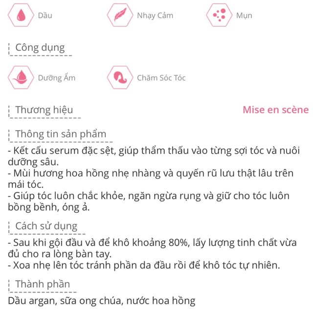 (Mẫu mới) DẦU DƯỠNG TÓC MISE EN SCENE