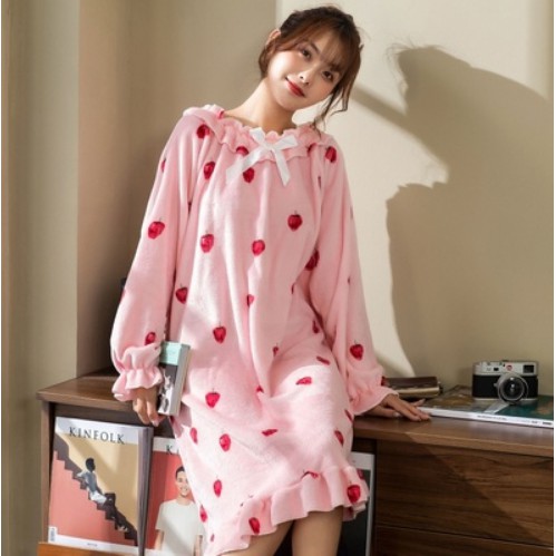 [ SIÊU XỊN ] #O2 Váy ngủ công chúa mùa đông flannel dài tay nhung dễ thương hàng ORDER TAOBAO