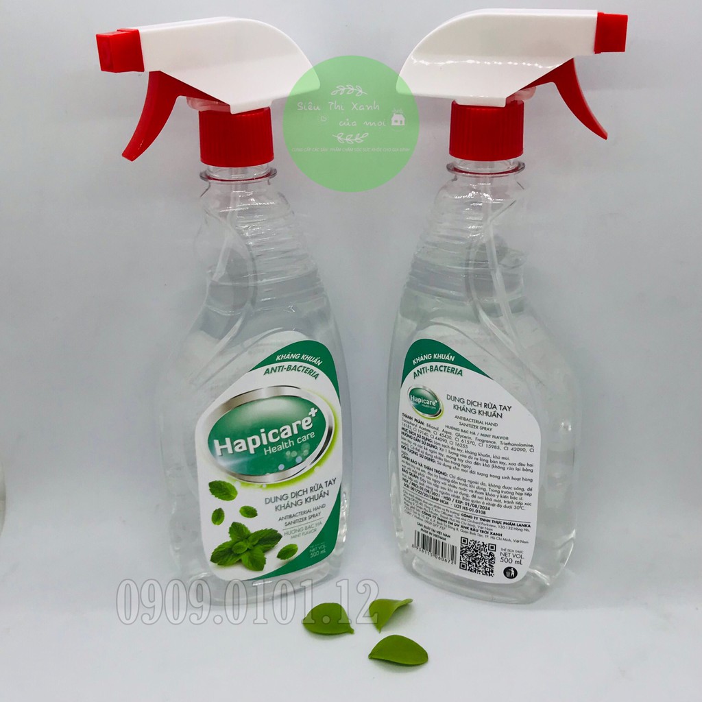 Dung dịch rửa tay kháng khuẩn Hapicare+ chính hãng, dung dịch xịt khuẩn chai vòi xịt 500ml | BigBuy360 - bigbuy360.vn