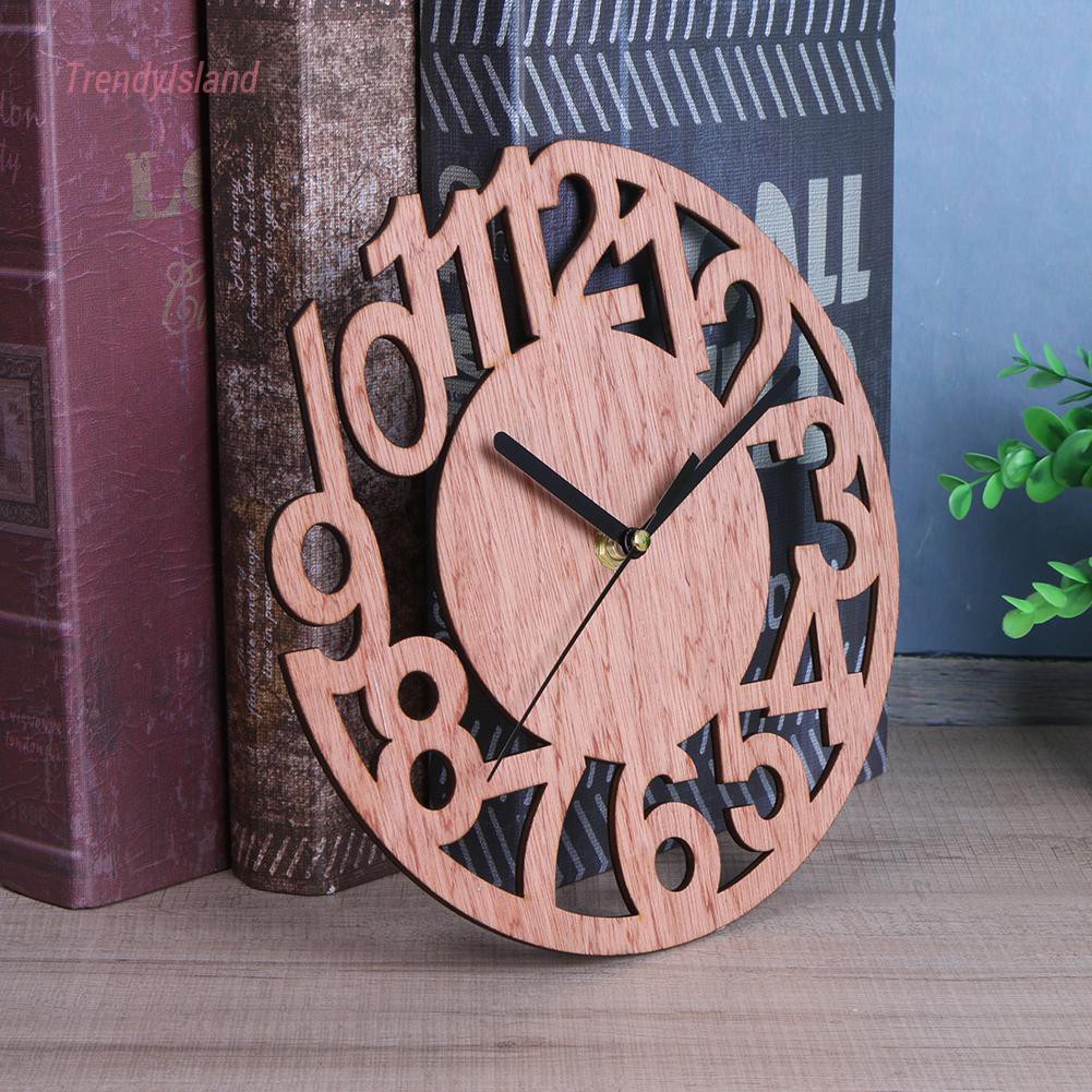 Đồng Hồ Treo Tường Hình Tròn Bằng Gỗ Tre Trang Trí Phòng Khách Phòng Ngủ