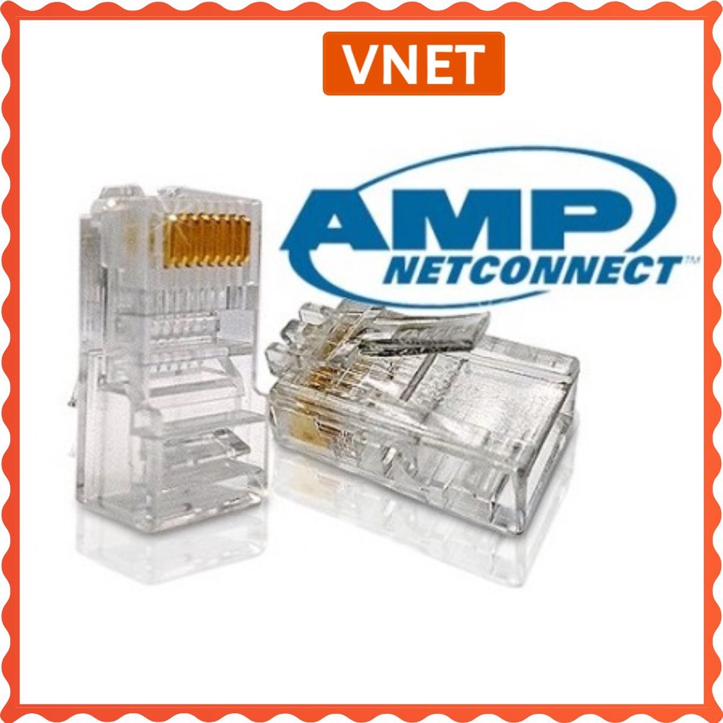 Hạt Bấm Mạng Rj45 Hạt Mạng Xuyên Thấu Hộp 100 Chiếc Loại Tốt Giao Ngẫu Nhiên Mẫu Vỏ Hộp VNET