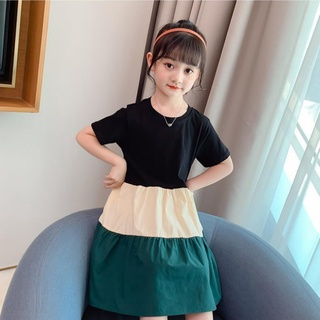 Váy cho bé gái váy trẻ em đầm bé gái đầm công chúa Thời trang trẻ em Váy Váy công chúa tay ngắn chắp vá