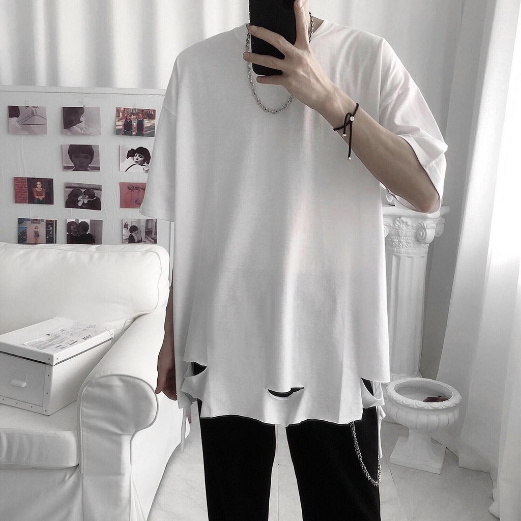 [HANG MOI ]Áo thun nam nữ - áo cộc tay rách unisex form rộng-chất siêu đẹp | BigBuy360 - bigbuy360.vn