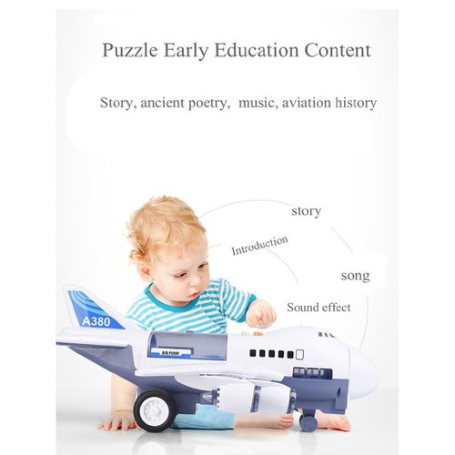 Máy bay đồ chơi trẻ em Máy bay chở khách lớn Câu chuyện âm nhạc quán tính Mang theo 8 ô tô - DC07TB
