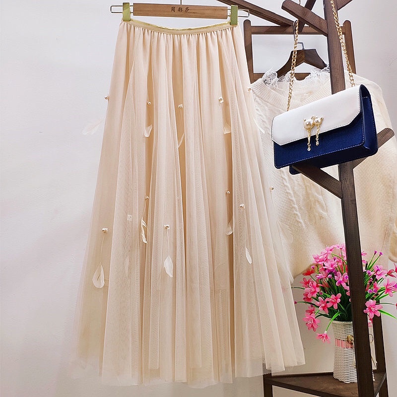 Chân váy ren mềm mại dài 82cm