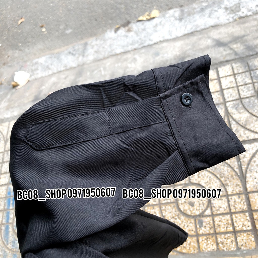Áo Sơ Mi Tay Dài Cổ Vest Màu Đen Unisex BC017 | BigBuy360 - bigbuy360.vn
