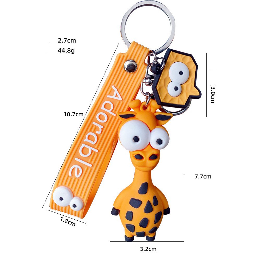 Móc khóa hươu cao cổ mắt to sáng tạo độc đáo dễ thương/ keychain hươu cao cổ ngựa vằn